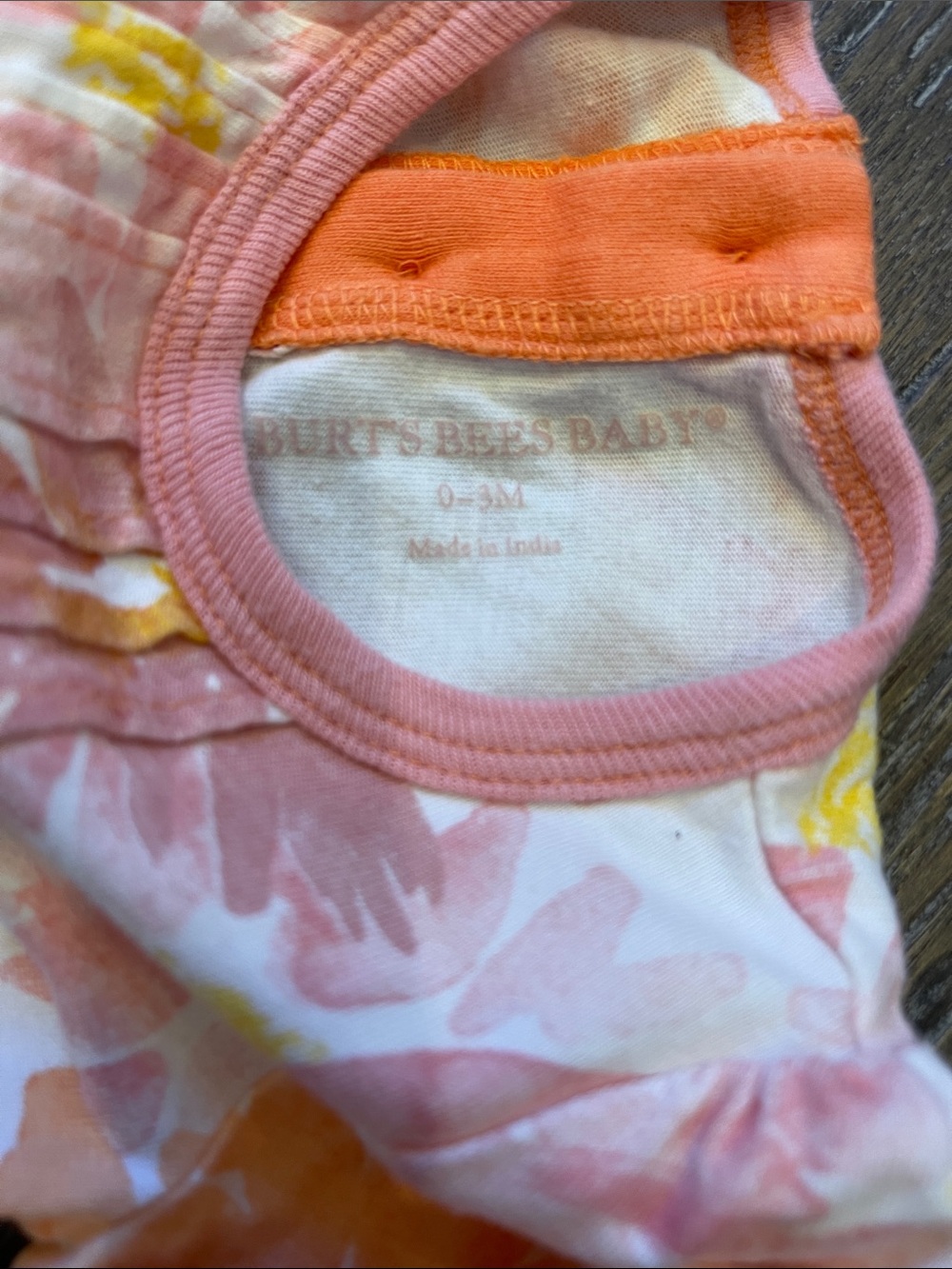 Burt's Bees Baby Floral Footie in Pink & Orange - Picture 2 of 2